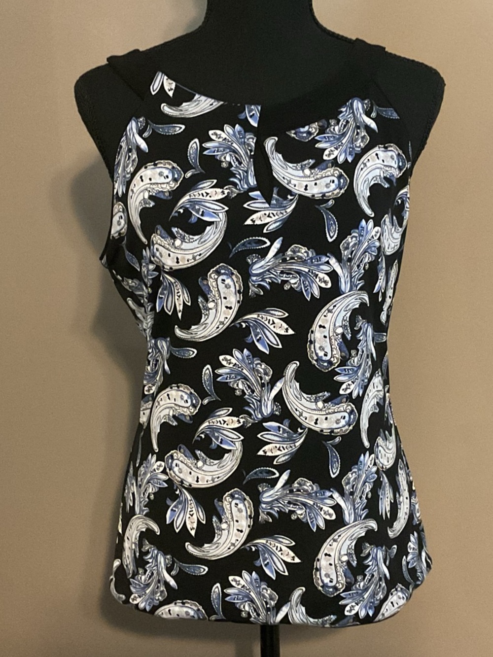 White House Black Market Paisley Print Reversible Purple Sleeveless Camisole